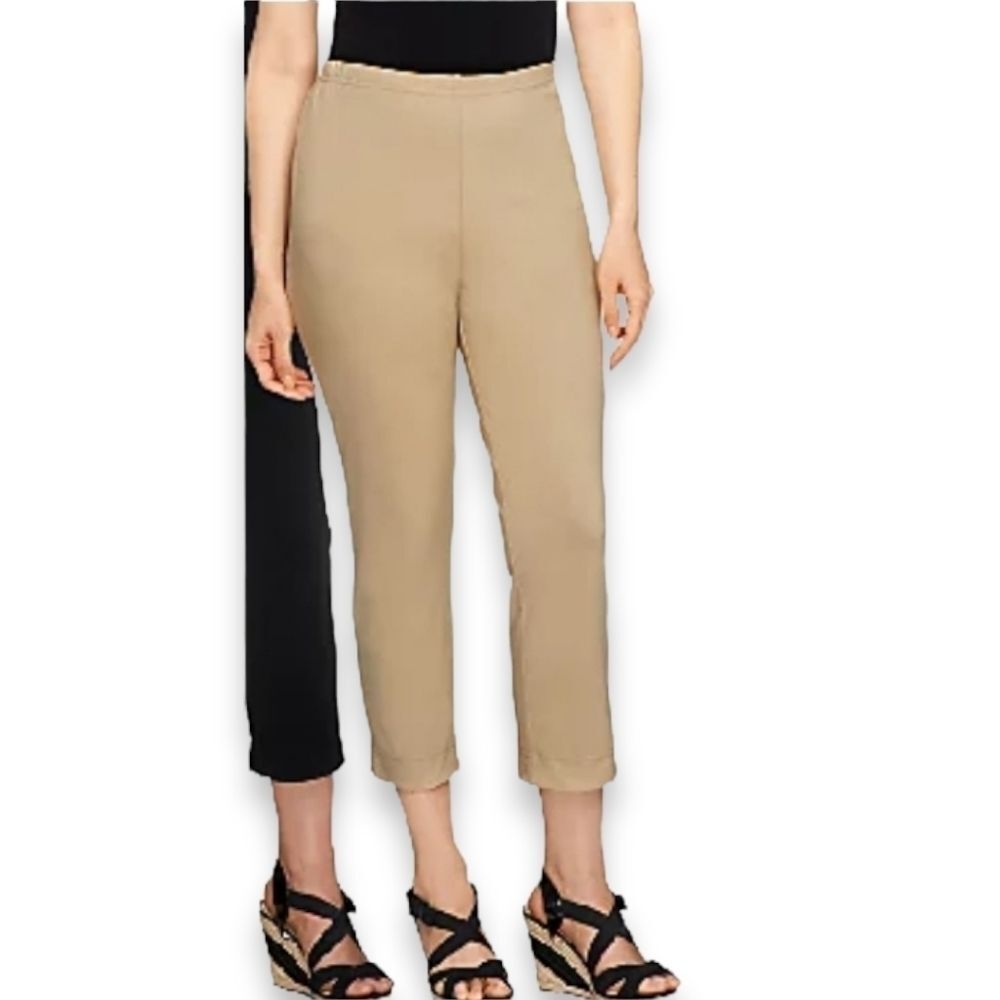Women with Control KHAKI Straight Leg Knit Crop Pants size 3X